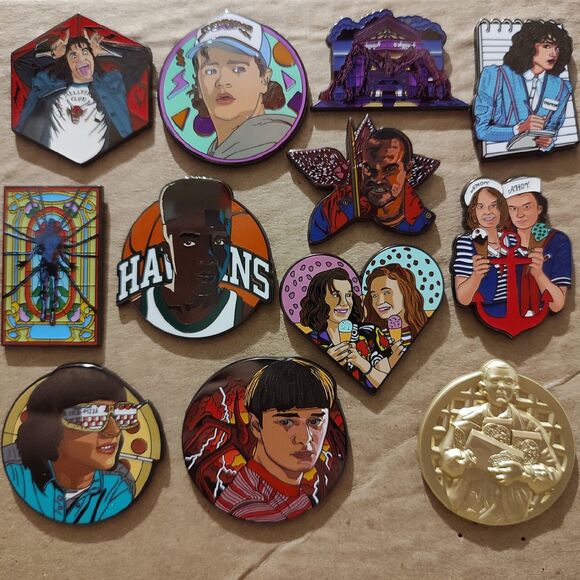 Stranger Things Mystery Pins Series Full Set Of 12 Official Netflix Badges - Picture 1 of 3